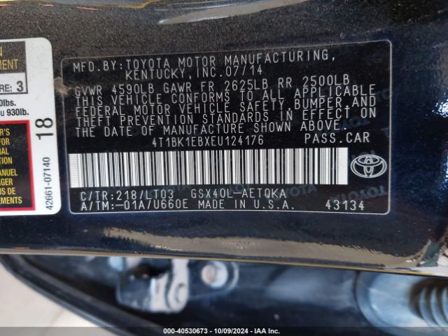 4T1BK1EBXEU124176 Toyota Avalon Xle Touring