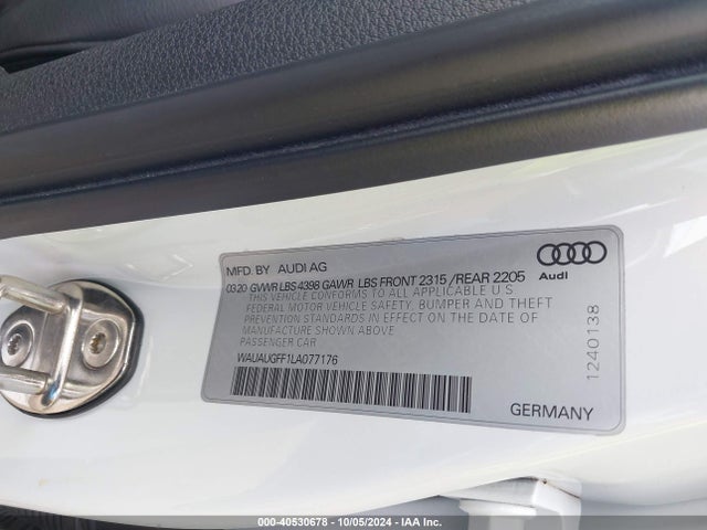 WAUAUGFF1LA077176 Audi A3 Premium 40 Tfsi Front-wheel Drive S Tronic