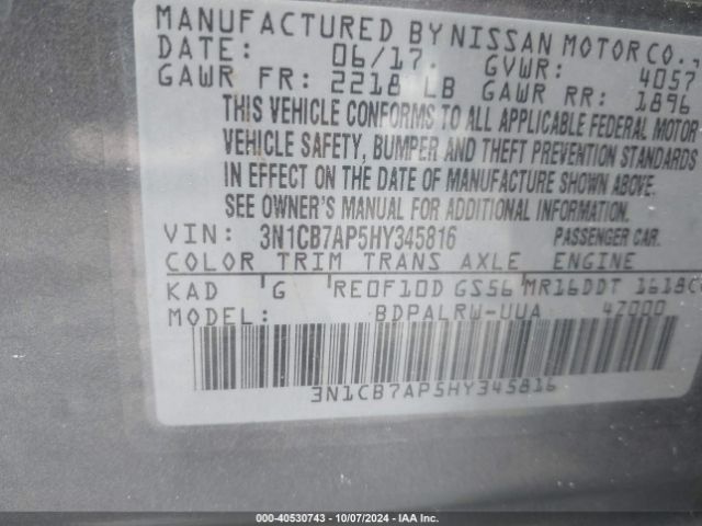 3N1CB7AP5HY345816 Nissan Sentra Sr Turbo
