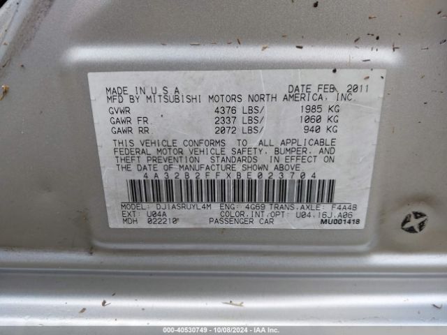 2011 MITSUBISHI GALANT 4A32B2FFXBE023704 Photo 8