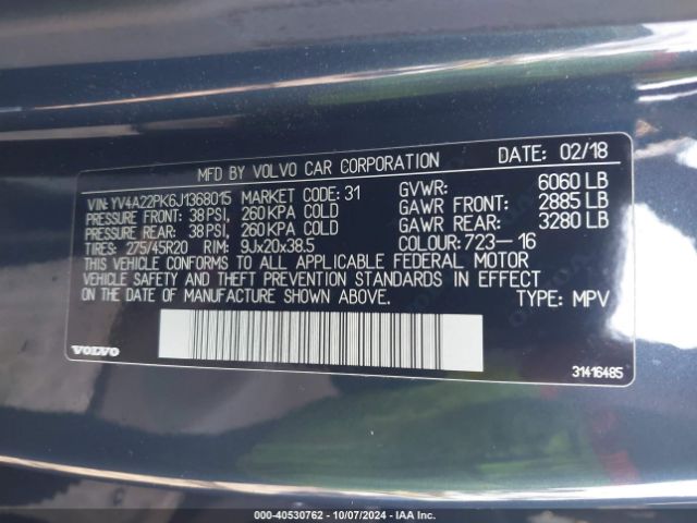 YV4A22PK6J1368015 Volvo Xc90 T6 Momentum