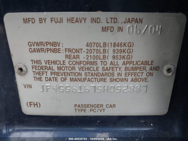 2005 SAAB 9-2X JF4GG61675H052887 Photo 8
