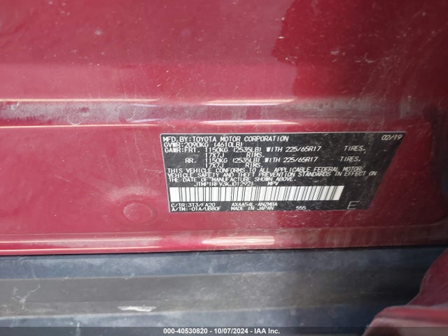 40530820 :رقم المزاد ، JTMP1RFV3KJ012921 vin ، 2019 Toyota Rav4 Xle مزاد بيع