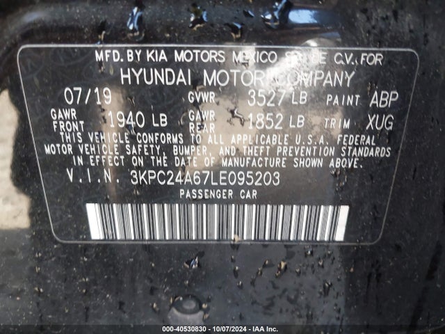 Hyundai ACCENT SE 2020 3KPC24A67LE095203 Image 9