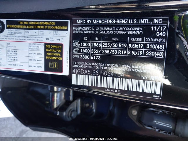 4JGDA5JB8JB064154 Mercedes-Benz GLE 350