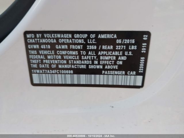 1VWAT7A34FC100698 Volkswagen Passat 1.8t Limited Edition