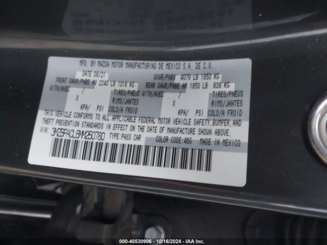 3MZBPACL6MM250780 Mazda Mazda3 Preferred