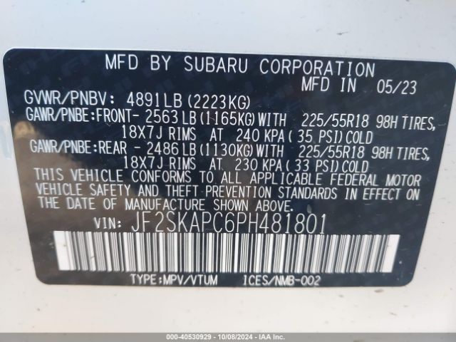 JF2SKAPC6PH481801 Subaru Forester Limited