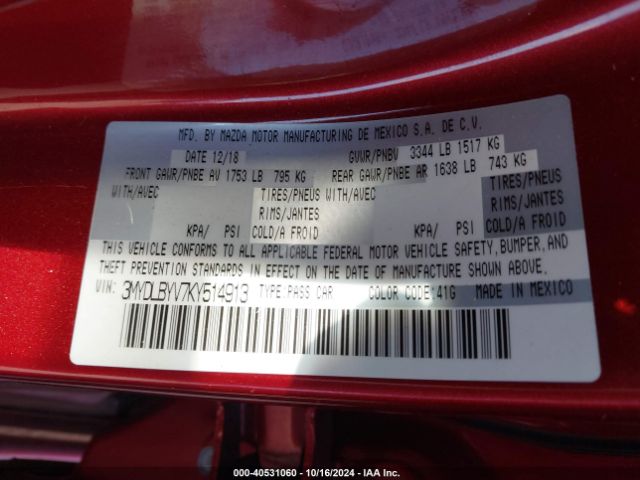 3MYDLBYV7KY514913 Toyota YARIS LE