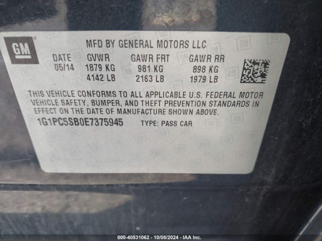 1G1PC5SB0E7375945 Chevrolet Cruze 1lt Auto