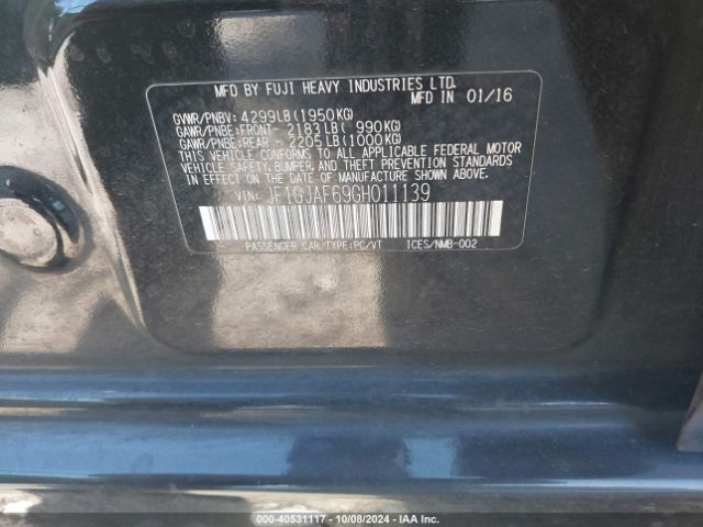JF1GJAF69GH011139 Subaru Impreza 2.0i Premium