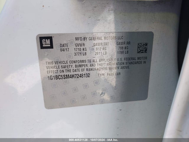 Chevrolet Cruze Ls Auto 2017 1G1BC5SM4H7248132 Image 9