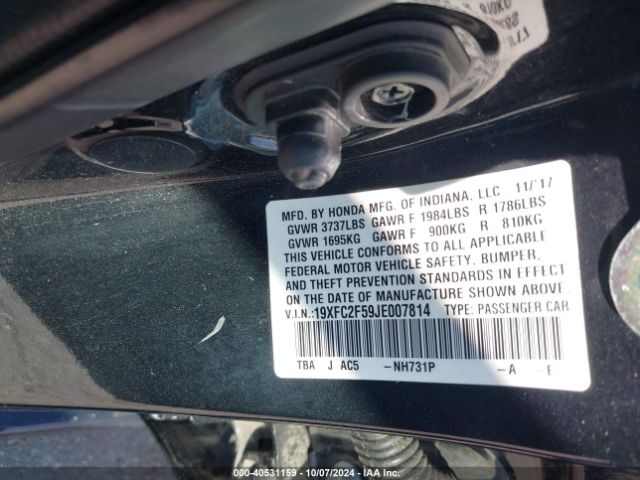 19XFC2F59JE007814 Honda Civic Lx