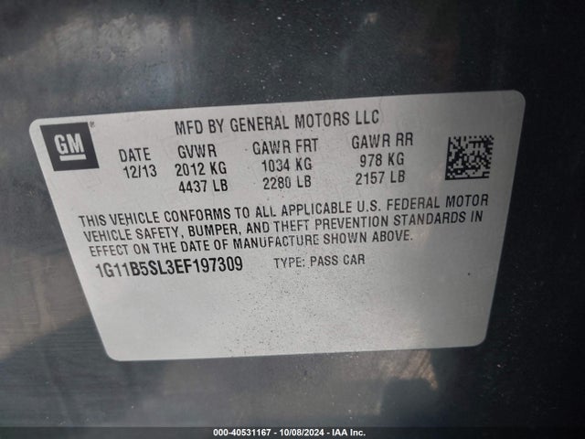 Chevrolet Malibu 1ls 2014 1G11B5SL3EF197309 Image 9