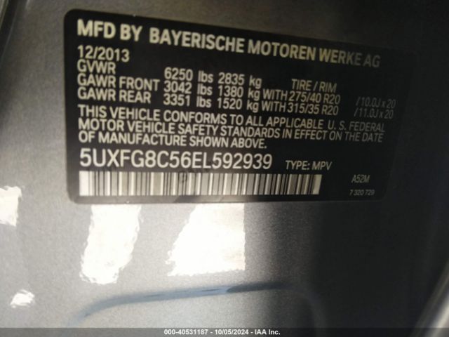 5UXFG8C56EL592939 BMW X6 Xdrive50i