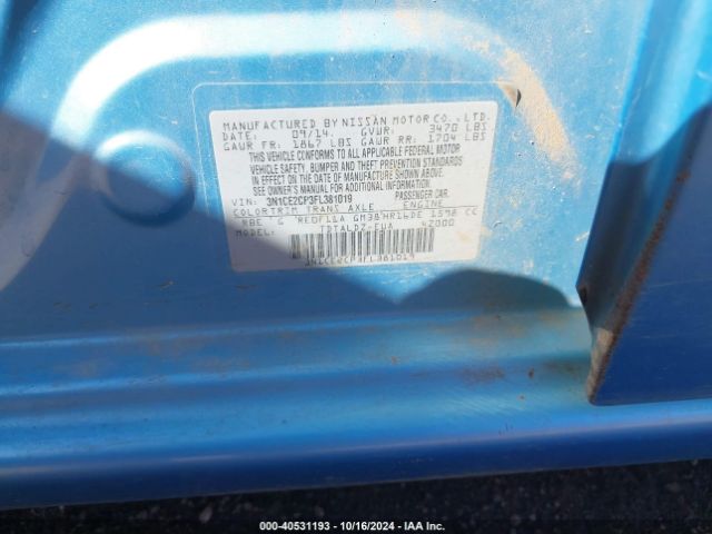 3N1CE2CP3FL381019 Nissan Versa Note S (sr)/s Plus/sl/sr/sv