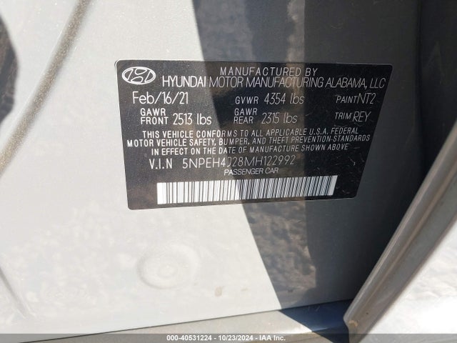 Hyundai Sonata Limited 2021 5NPEH4J28MH122992 Image 9