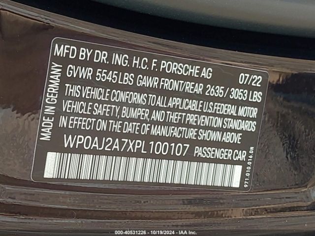 2023 PORSCHE PANAMERA WP0AJ2A7XPL100107 Photo 8