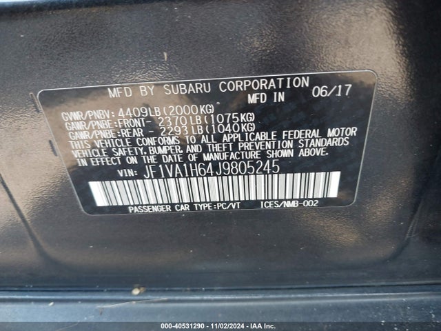 JF1VA1H64J9805245 Subaru Wrx Limited