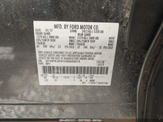 2FMPK3K91HBB29215 Ford Edge Titanium