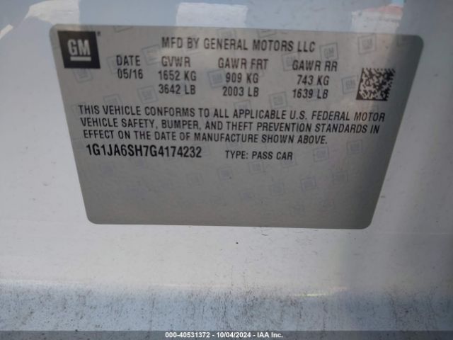 1G1JA6SH7G4174232 Chevrolet Sonic Ls Auto