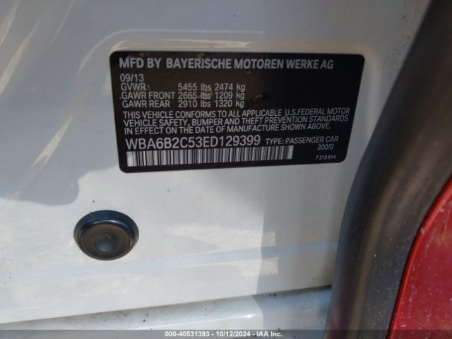 WBA6B2C53ED129399 BMW 650i Gran Coupe