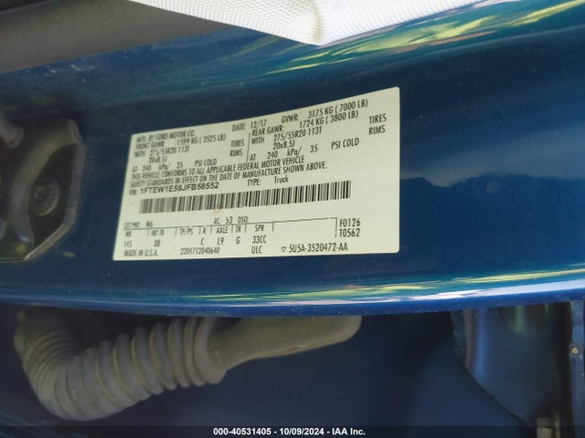 Ford F-150 Xlt 2018 1FTEW1E58JFB58552 Image 9
