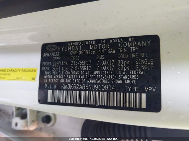 Hyundai Kona Sel 2022 KM8K62AB6NU910914 Image 9