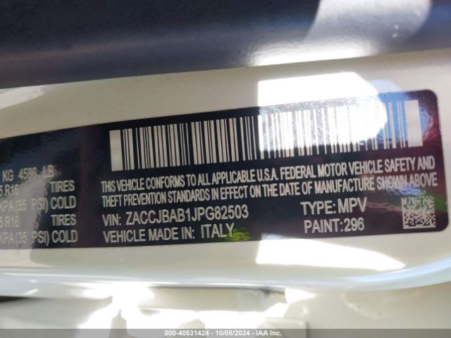 ZACCJBAB1JPG82503 Jeep Renegade Sport 4x4
