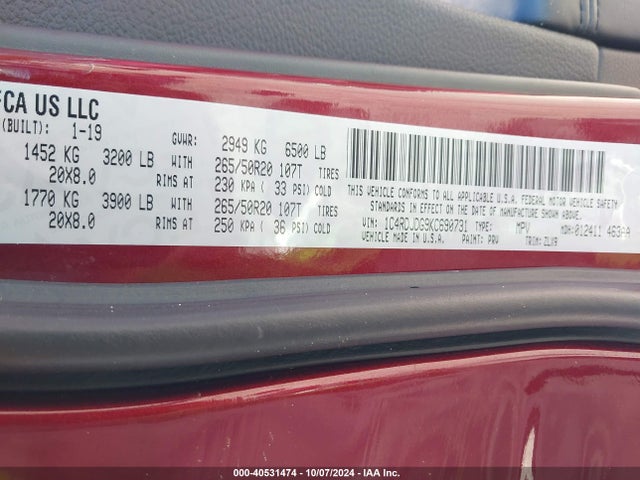 Dodge Durango Gt Plus Awd 2019 1C4RDJDG9KC690731 Image 9