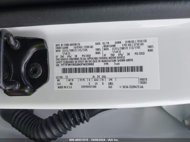 Ford F-150 Raptor 2019 1FTFW1RG8KFA53902 Image 9