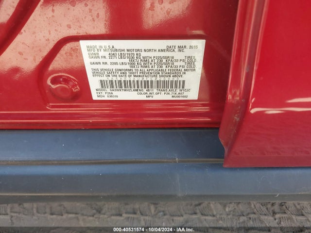 2015 MITSUBISHI OUTLANDER SPORT 4A4AR3AU0FE026888 Photo 8