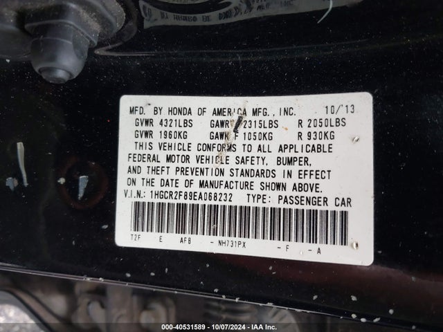 Honda Accord Ex-l 2014 1HGCR2F89EA068232 Image 9