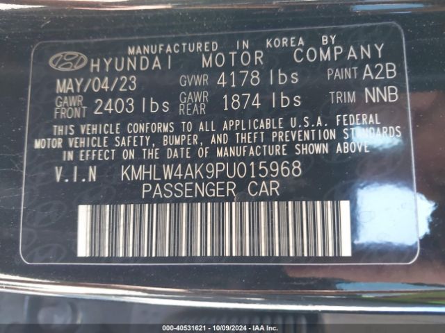KMHLW4AK9PU015968 Hyundai ELANTRA N