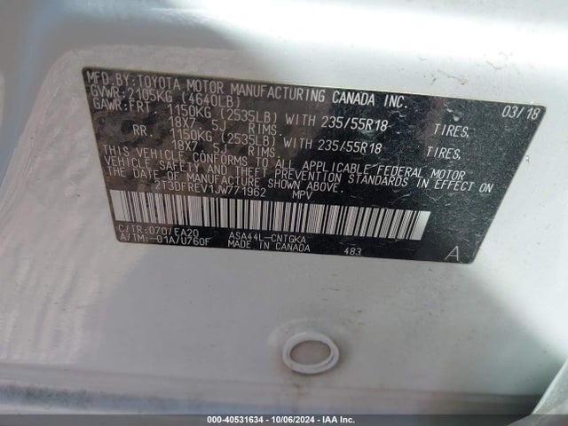 Toyota Rav4 Platinum 2018 2T3DFREV1JW771962 Image 9