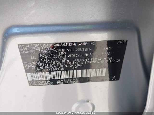 Toyota RAV4 LE 2018 2T3ZFREV5JW439481 Image 9