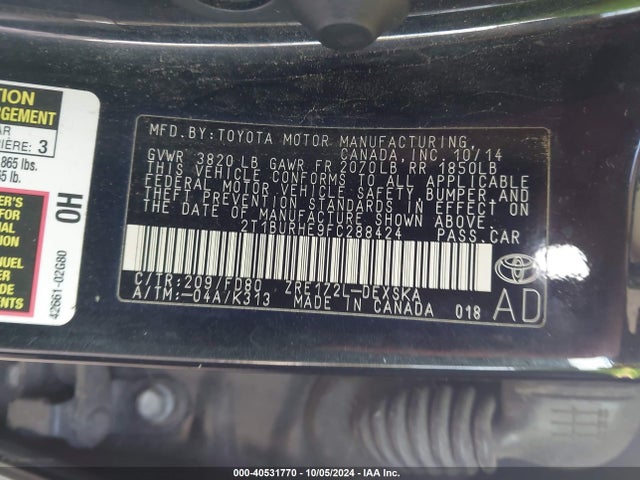 Toyota Corolla S Plus 2015 2T1BURHE9FC288424 Image 9
