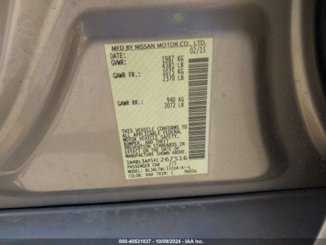 1N4BL3AP5FC267516 Nissan Altima 3.5 Sl