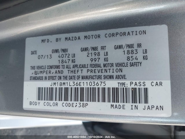 Mazda Mazda3 S Touring 2014 JM1BM1L36E1103675 Image 9