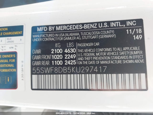 Mercedes-Benz C 300 2019 55SWF8DB5KU297417 Image 9