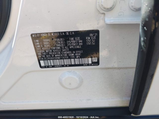 3CZRU6H38NM714258 Honda Hr-v Awd Lx