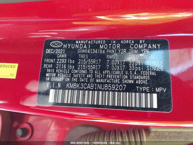 Hyundai Kona Sel 2022 KM8K3CAB1NU859207 Image 9