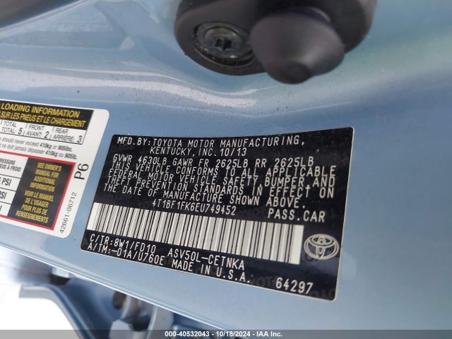 Toyota CAMRY LE 2014 4T1BF1FK6EU749452 Image 9