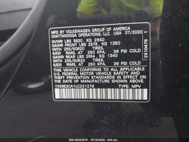 1V26E2CA1LC221278 Volkswagen Atlas Cross Sport 3.6l V6 Se W/technology/3.6l V6 Se W/technology R-line