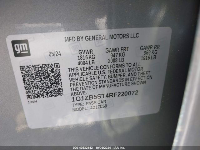 1G1ZB5ST4RF220072 Chevrolet Malibu Fwd Ls