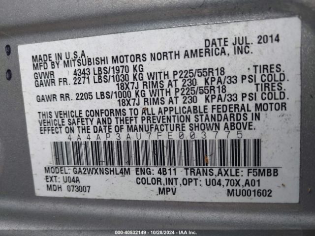 2015 MITSUBISHI OUTLANDER SPORT 4A4AP3AU7FE003775 Photo 8