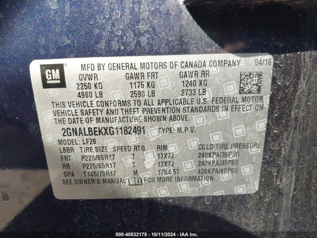 Chevrolet EQUINOX LS 2016 2GNALBEKXG1182491 Image 9