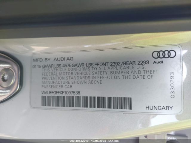 WAUEFGFFXF1097538 Audi A3 2.0t Premium