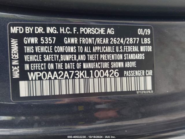 WP0AA2A73KL100426 Porsche PANAMERA 4