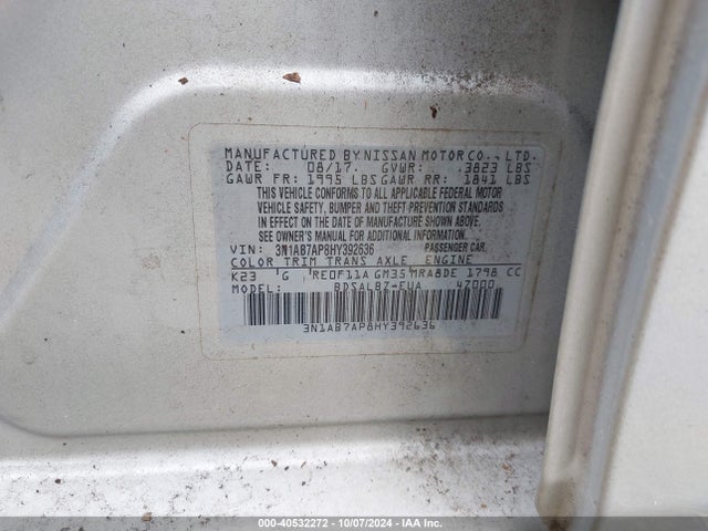 Nissan SENTRA S 2017 3N1AB7AP8HY392636 Image 9
